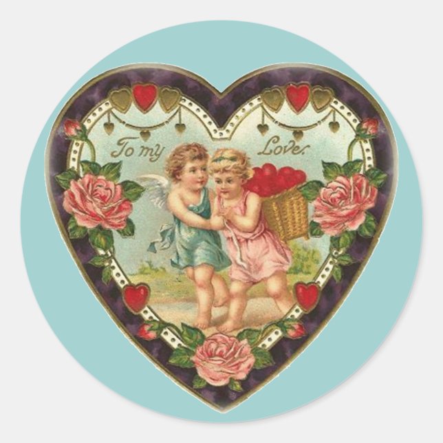 Viktorianisch Valentine zu meiner Liebe II Runder Aufkleber (Vorderseite)