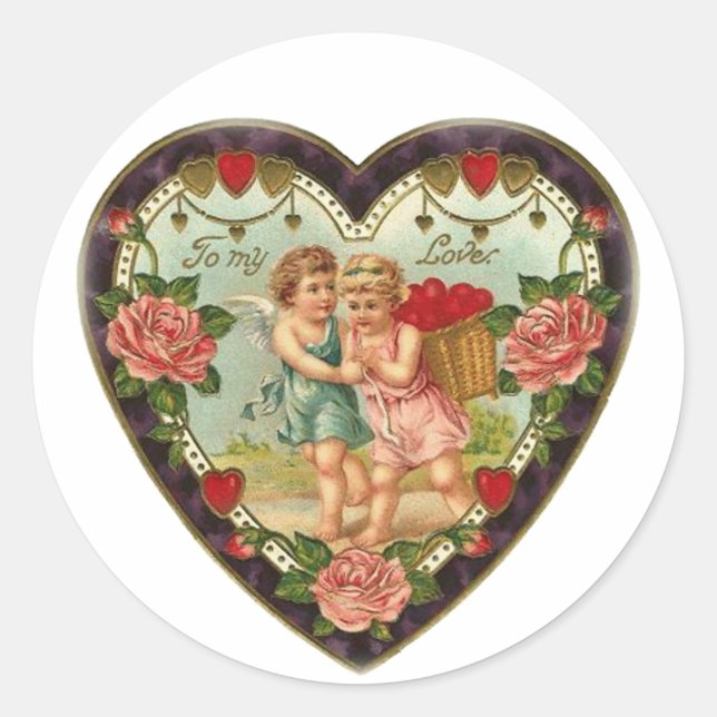 Viktorianisch Valentine zu meiner Liebe II Runder Aufkleber (Vorderseite)