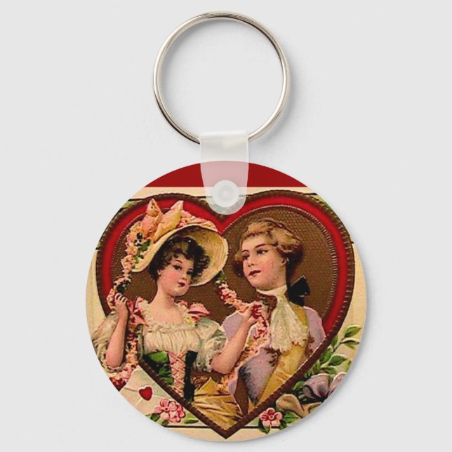Viktorianisch Valentines Couple Schlüsselanhänger (Vorderseite)