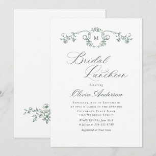 Viktorianisch Verzierte Grace Sage Green BRIDAL LU Einladung