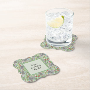 Viktorianisch Vintager Bunny Rabbit Berry Garden O Untersetzer