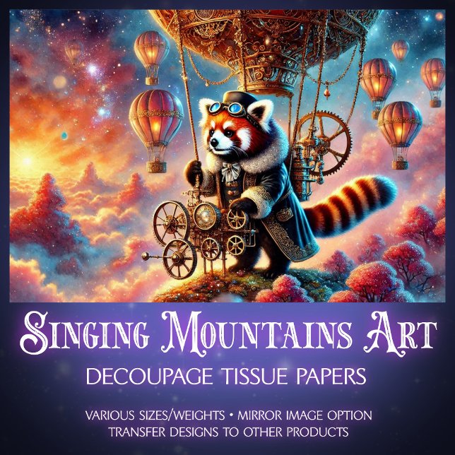 Viktorianisch Whimsy Red Panda Journey Decoupage Seidenpapier (Von Creator hochgeladen)