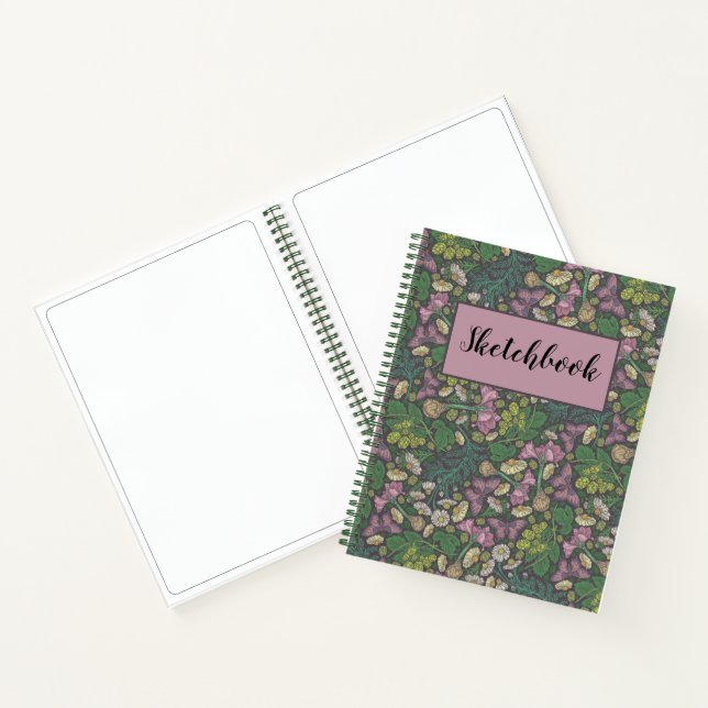 Viktorianisch White Daisy Lila Butterfly Sketchboo Notizbuch (Innenseite)
