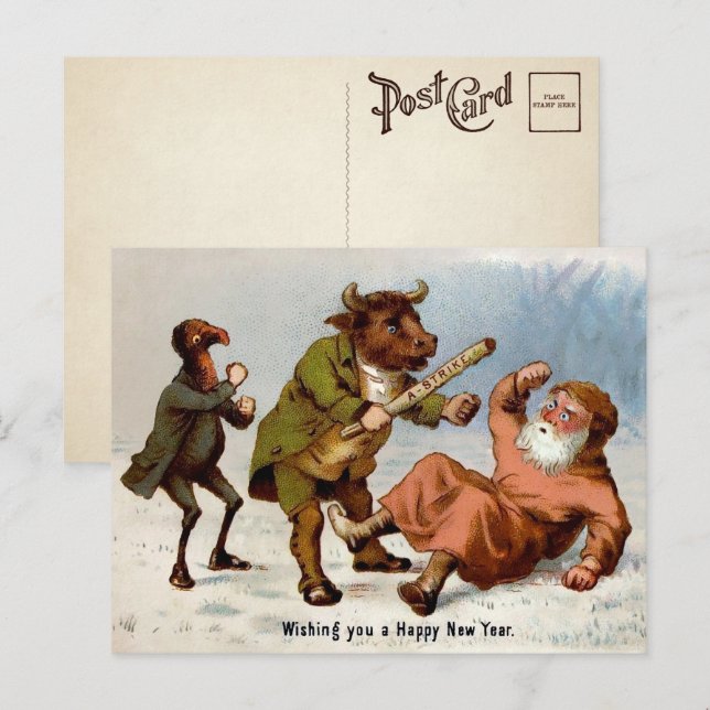Viktorianische A-Strike neue Jahre Postkarte (Vorne/Hinten)