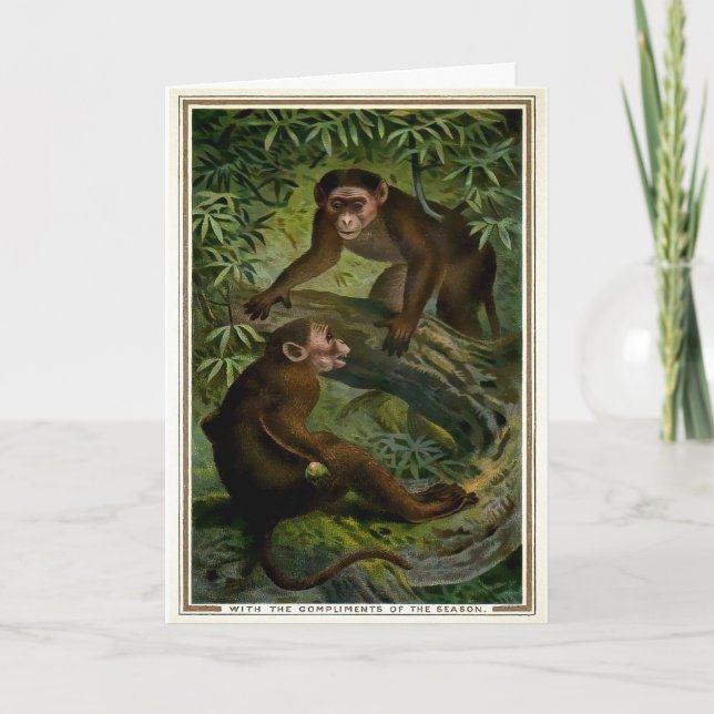 Viktorianische Affen Weihnachtskarte Feiertagskarte (Vorderseite)