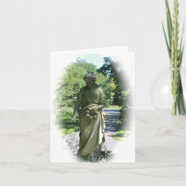 Viktorianische Angel-Statue Schwarz/Weiß Karte (Vorderseite)