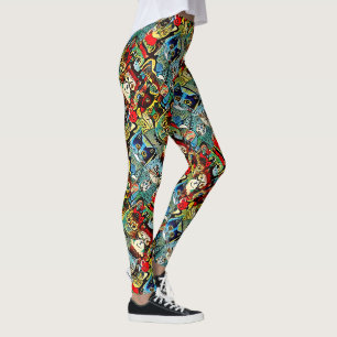 Viktorianische anthropomorphe Katzen in erdigen Fa Leggings