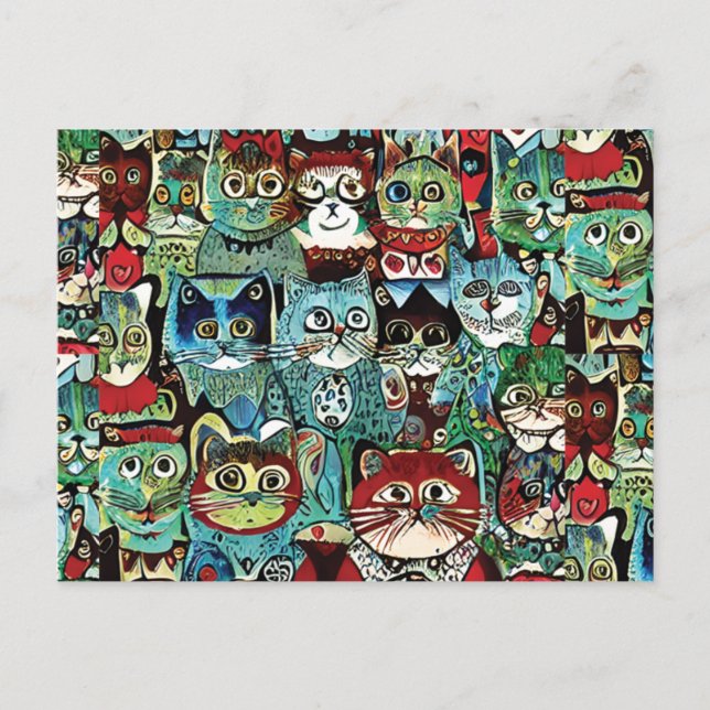 Viktorianische anthropomorphe Katzen in erdigen Fa Postkarte (Vorderseite)