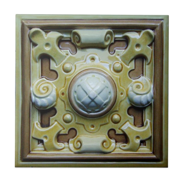 Viktorianische antike Keramik-Fliese der Fliese (Vorderseite)