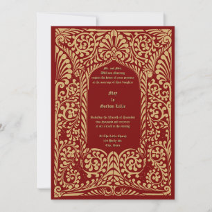 Viktorianische Ära 1856 Art Nouveau Laubwerk Einladung