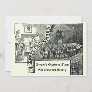 Viktorianische Ära 1887 Weihnachten Santa & Rentie