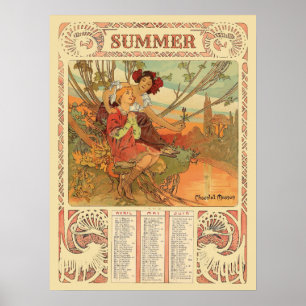 Viktorianische Ära Art Nouveau Sommerkalender von  Poster