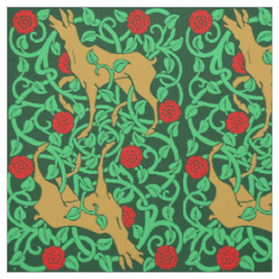 Viktorianische Ära Jugendstil Hirsch und Rose Stoff
