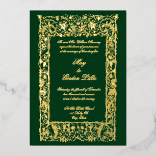 Viktorianische Ära Verzierte Hochzeit an der Grenz Folieneinladung