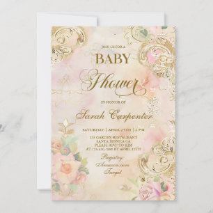 Viktorianische Babyparty-Einladung für Mädchen Vin Einladung