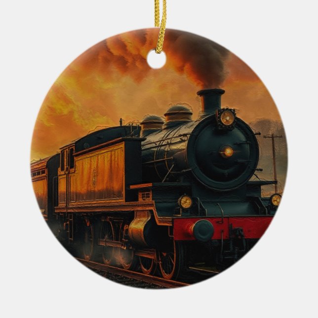 Viktorianische Bahnreise - Dampfzug Keramik Ornament (Vorne)