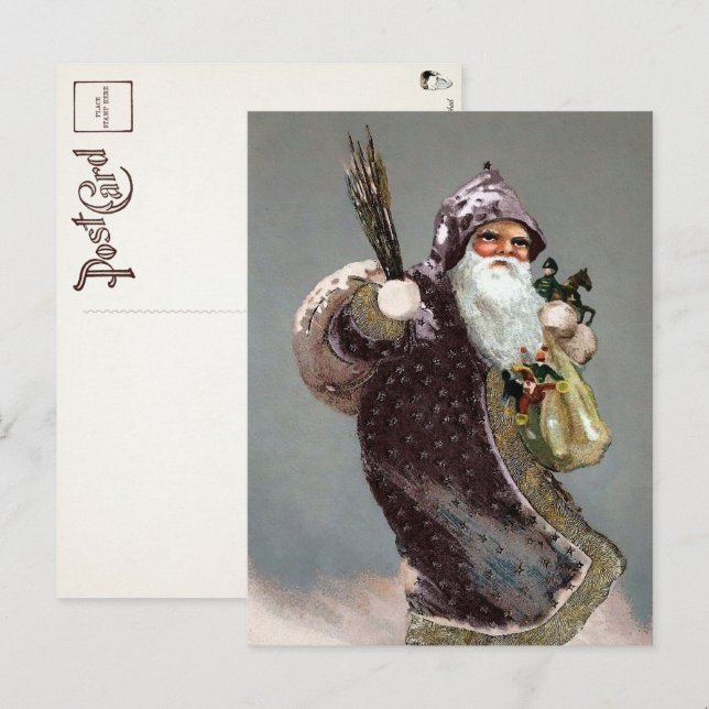 Viktorianische bewaffnete Santa Postkarte (Vorne/Hinten)