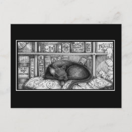 Viktorianische Bibliothekskatze Postkarte