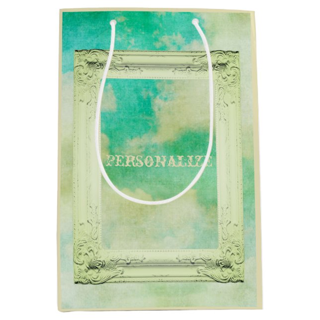Viktorianische Bilderrahmen-Wolkenmalerei aquamari Mittlere Geschenktüte (Vorderseite)
