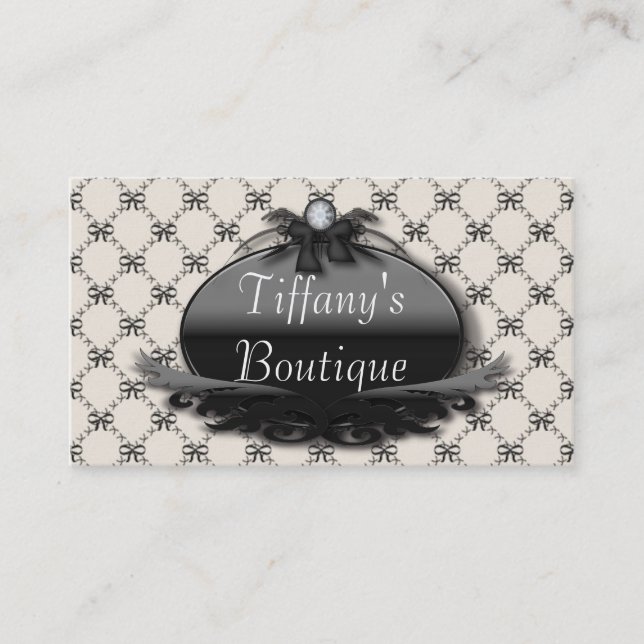 Viktorianische Black Bow Damask Fashion Business C Visitenkarte (Vorderseite)