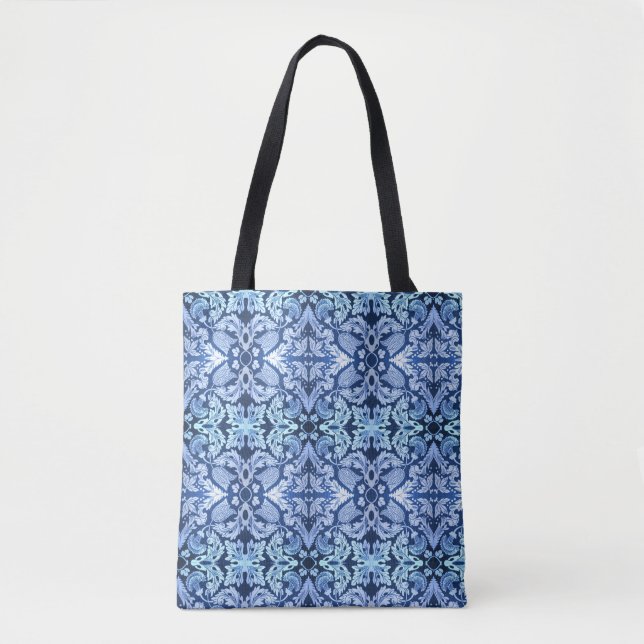 Viktorianische blaue Muster-Taschen-Tasche Tasche (Vorderseite)