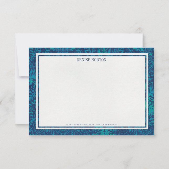 Viktorianische Blue Stationery Note Card Einladung (Vorderseite)