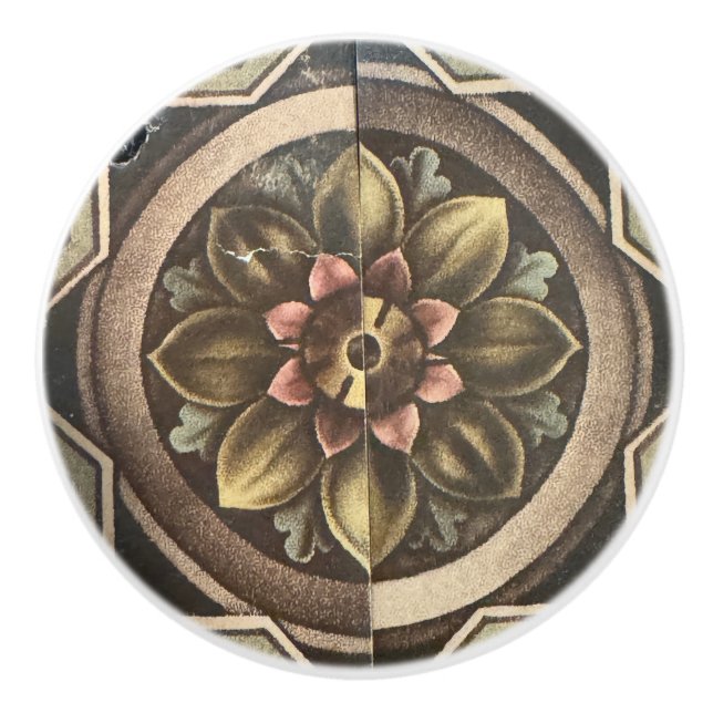 Viktorianische Blume Keramikknauf (Vorderseite)