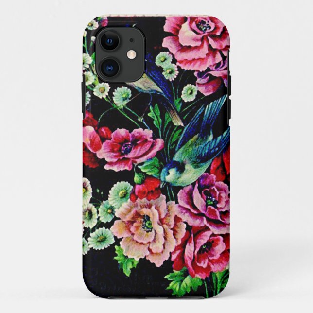 Viktorianische Blume und Vögel Case-Mate iPhone Hülle (Rückseite)