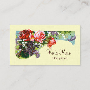 Viktorianische Blumen ~ LEINENPAPIER / FARBE ÄNDER Visitenkarte