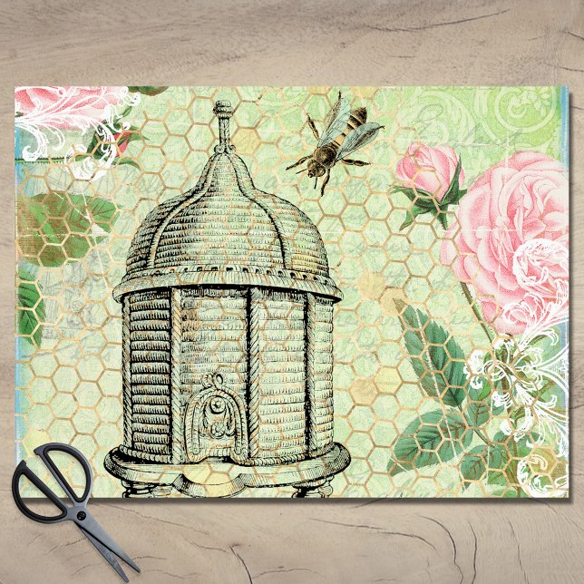 Viktorianische Blumenbeehive Decoupage Seidenpapier (Von Creator hochgeladen)