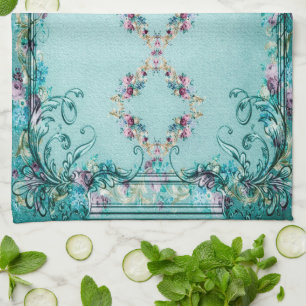 Viktorianische blumengeschmückte Rose Blume und Sc Geschirrtuch