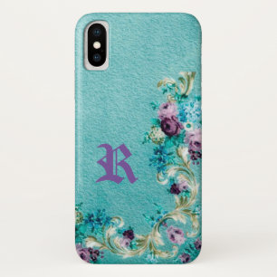 Viktorianische blumengeschmückte Rose elegant aqua Case-Mate iPhone Hülle