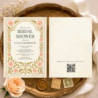 Viktorianische Blumenkunst Nouveau QR-Code Brautpa