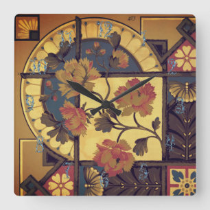 Viktorianische Blumenkunst Vintag Quadratische Wanduhr