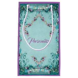 Viktorianische Blumenrolle Rose elegant aquamarin Kleine Geschenktüte