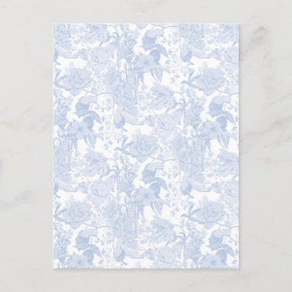 Viktorianische Blumentoile in Wedgewood Blue Einladungspostkarte