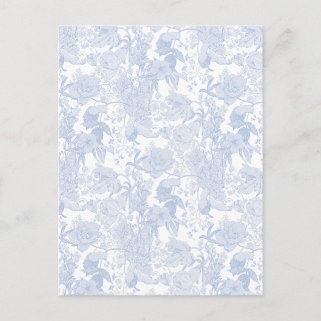 Viktorianische Blumentoile in Wedgewood Blue Einladungspostkarte (Vorderseite)