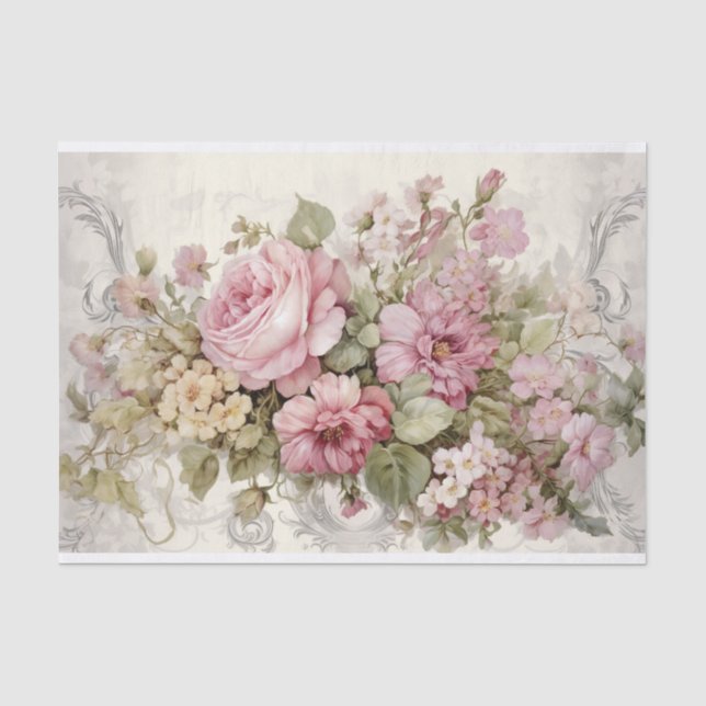 Viktorianische Blüten Nostalgie Seidenpapier (Vorderseite)