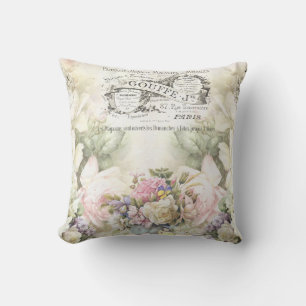 Viktorianische Blüten und Werbung Ephemera Kissen