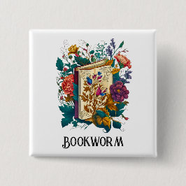 Viktorianische Bookworm-Gestaltung Button