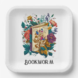 Viktorianische Bookworm-Gestaltung Pappteller