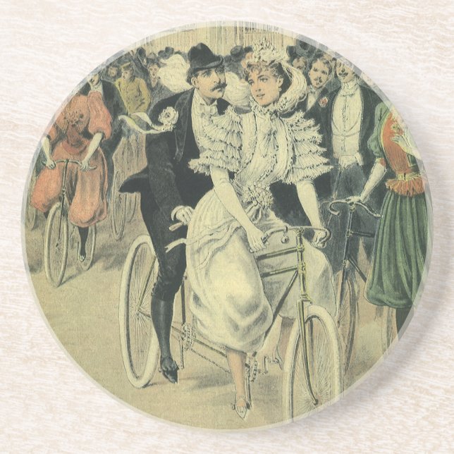 Viktorianische Braut und großräumiges Fahrrad Getränkeuntersetzer (Vorne)