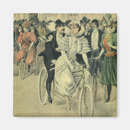 Viktorianische Braut und großräumiges Fahrrad Magnet