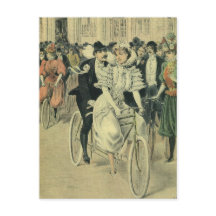 Viktorianische Braut und großräumiges Fahrrad