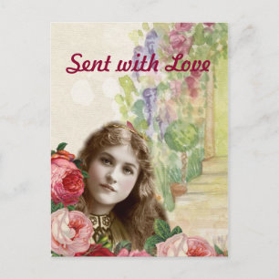 Viktorianische Cabbage Rose Blumenflora Postkarte