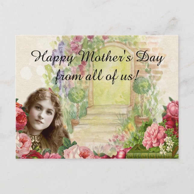 Viktorianische Cabbage-Rose Blumenstor Postkarte (Vorderseite)