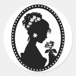 Viktorianische Cameo-Silhouette Runder Aufkleber
