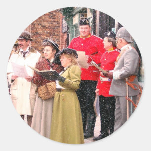 VIKTORIANISCHE CHRISTMAS CAROL SINGERS RUNDER AUFKLEBER