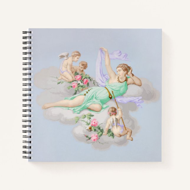 Viktorianische Coquette Pastel Angel Wolken Notizbuch (Vorderseite)