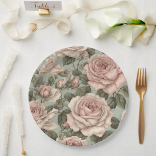 Viktorianische Country Garden Rose drucken Pappteller